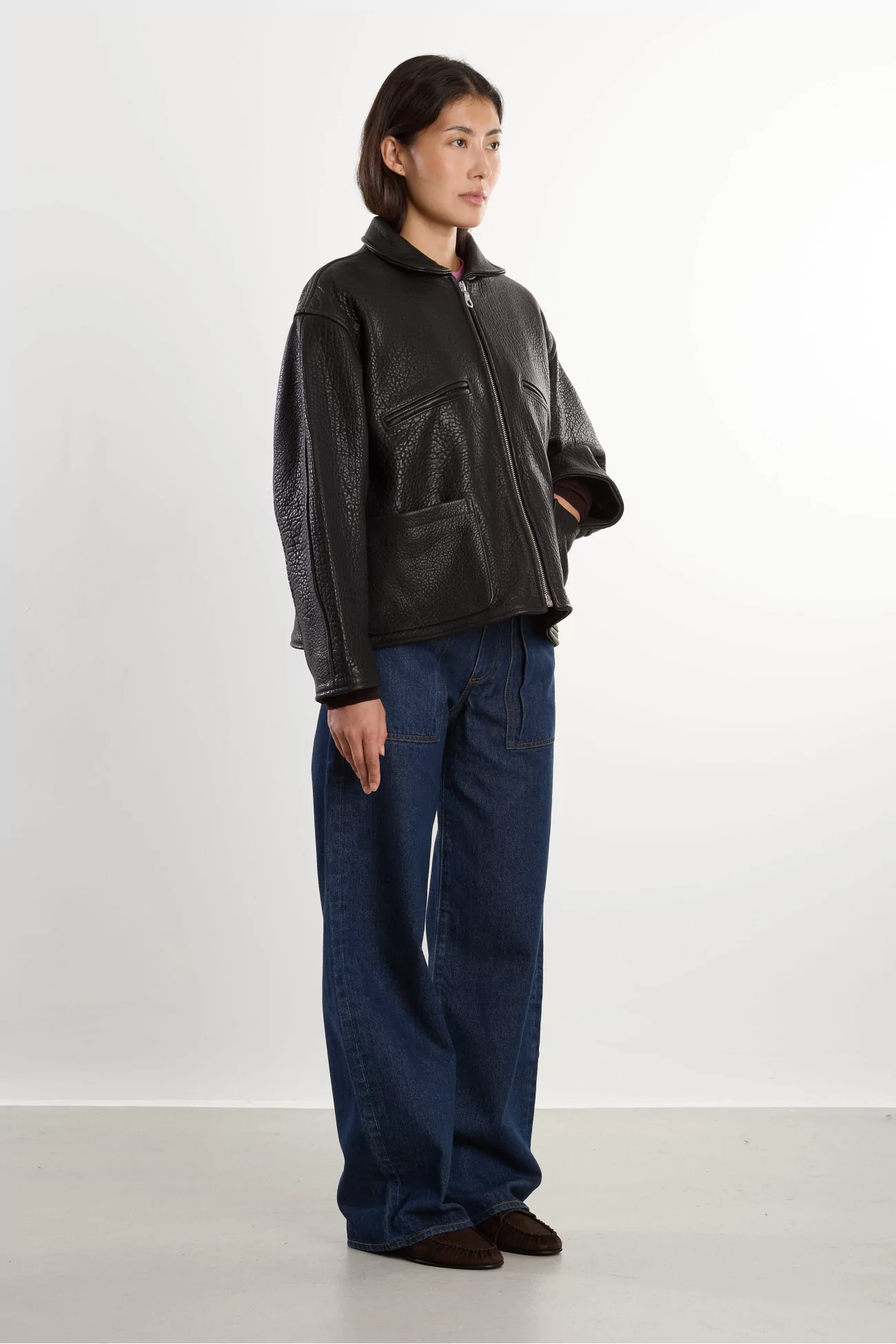 Flying Leather Jacket – Liquorice | Centre Commercial