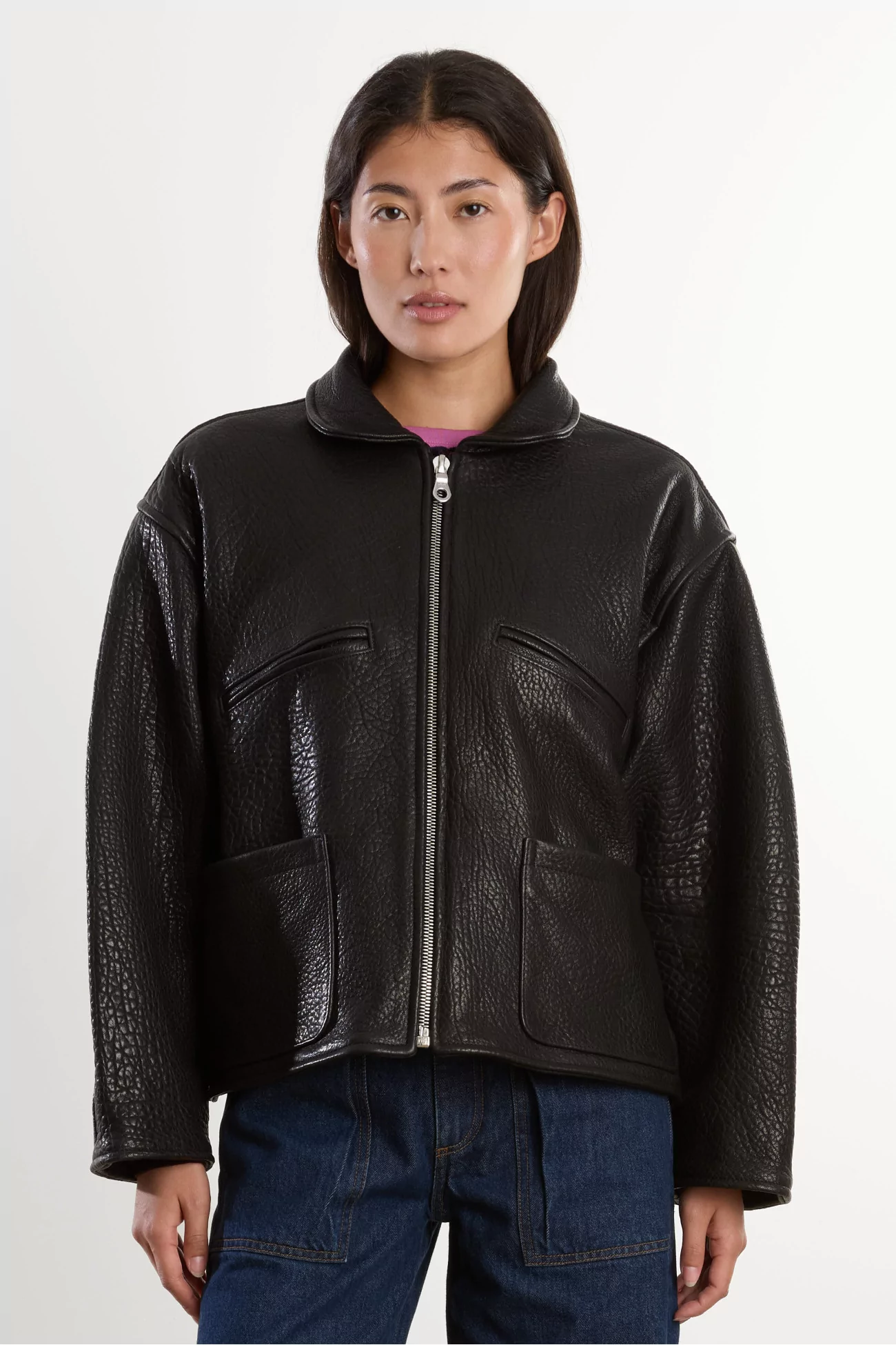Flying Leather Jacket – Liquorice | Centre Commercial
