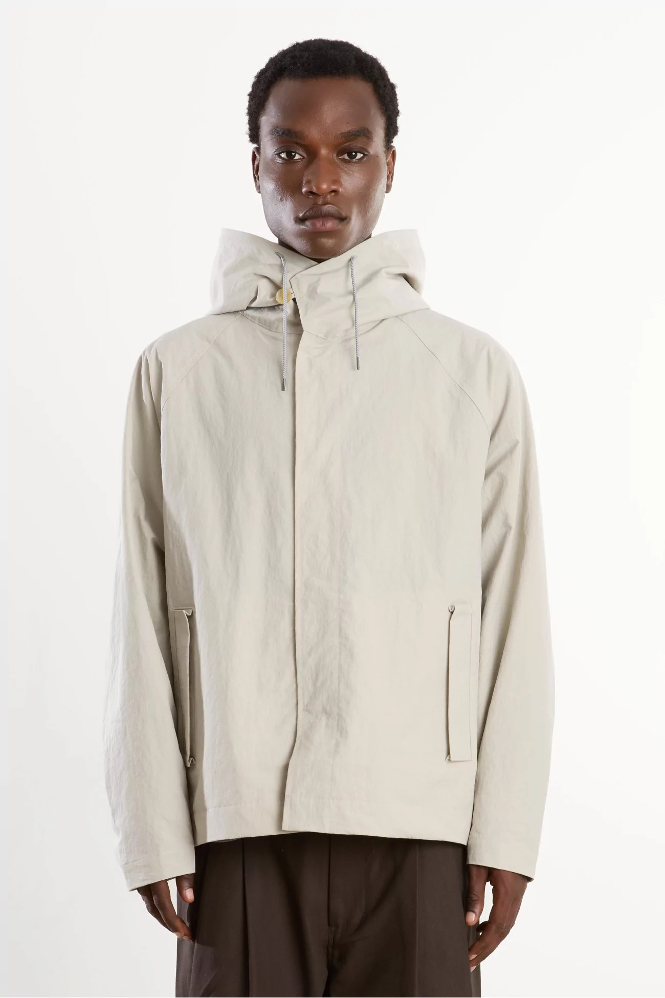 Nylon Hooded Blouson Men Taupe – Still By Hand