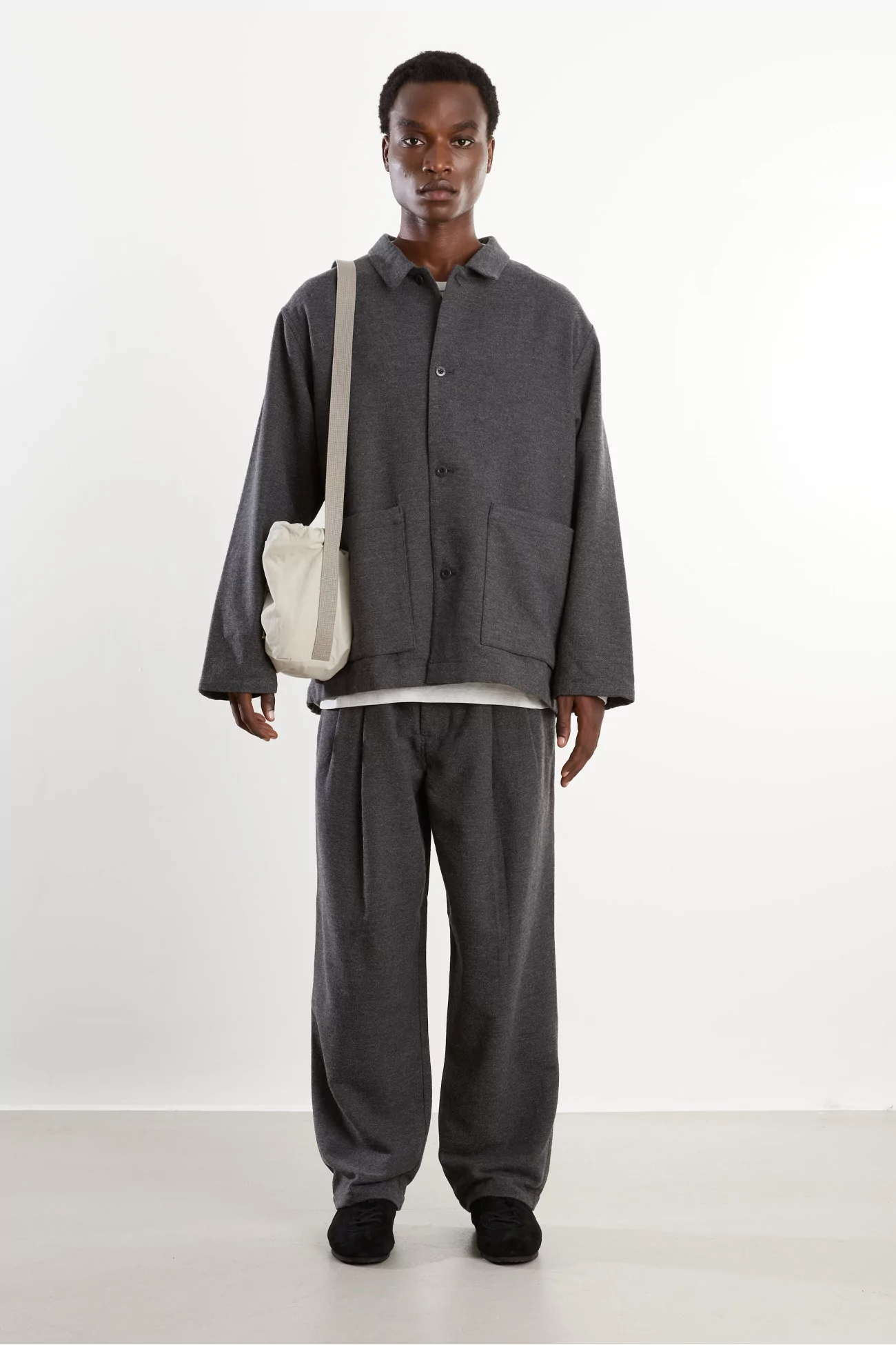 Wool Blend 4-Button Jacket Men Grey – Still By Hand