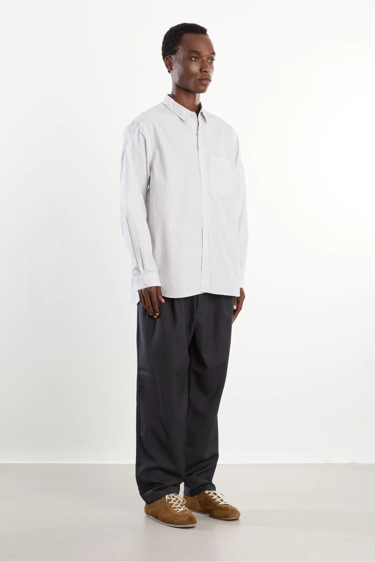 Yarn-Dyed Cotton Shirt Men White Stripe – Still By Hand