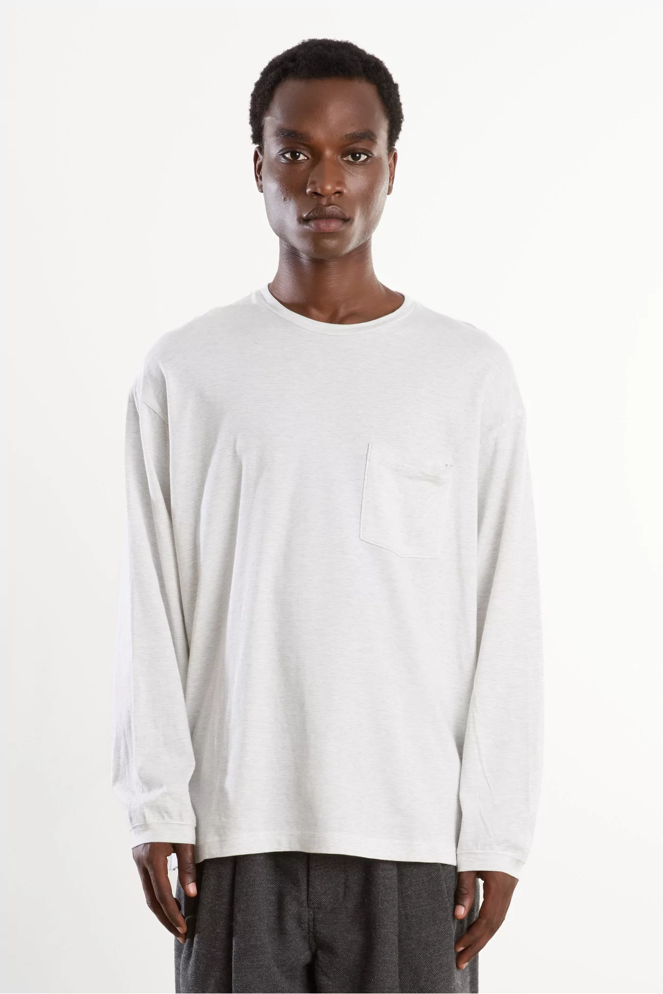 Cotton Long Sleeve Top Men Light Grey – Still By Hand