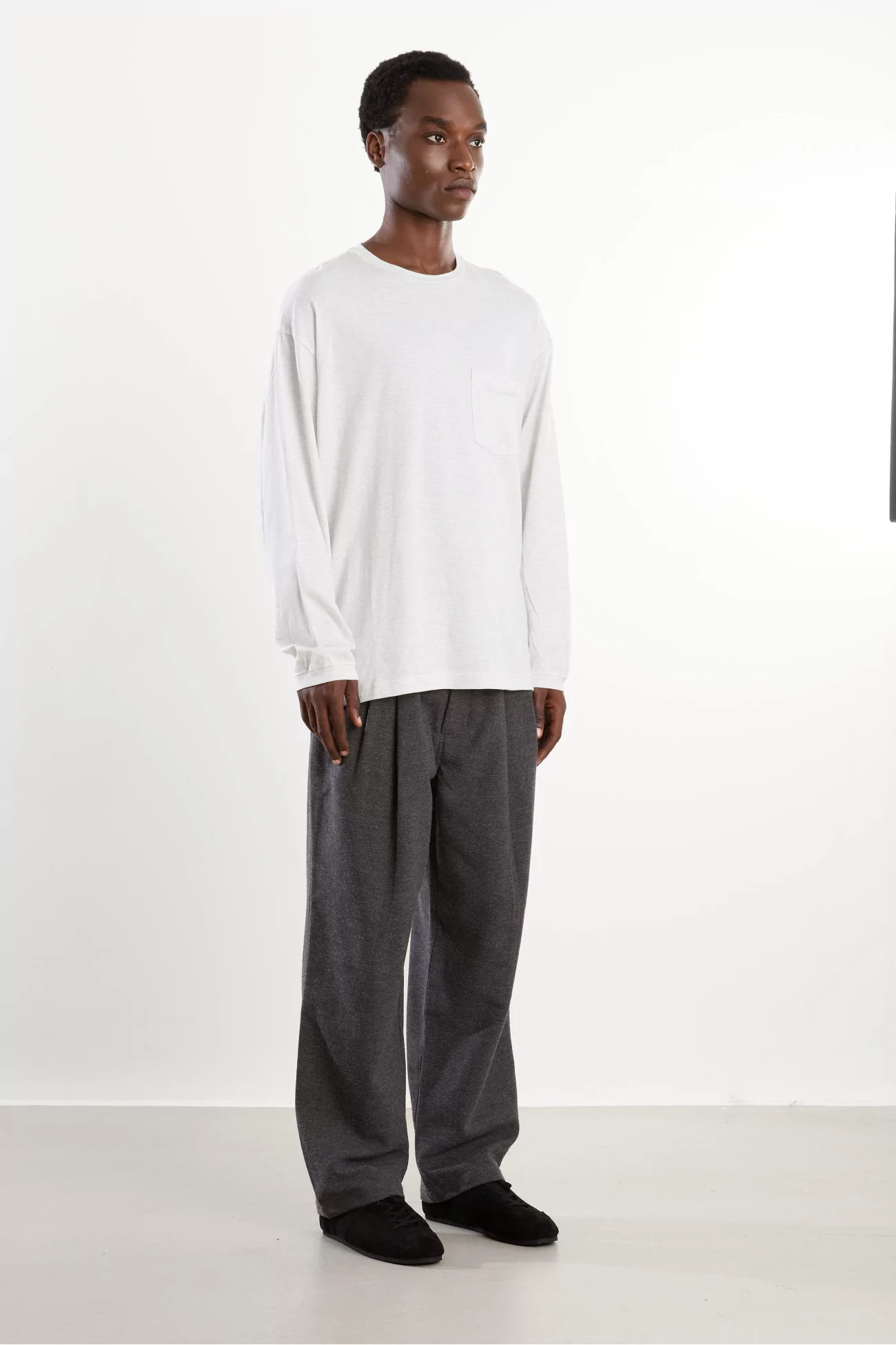 Cotton Long Sleeve Top Men Light Grey – Still By Hand