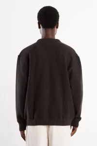 Zip Up Knit Cardigan Men Brown Charcoal – Still By Hand