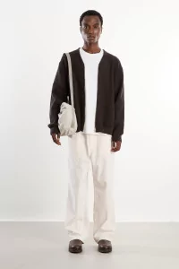 Cardigan zippé maille Homme Brown Charcoal – Still By Hand