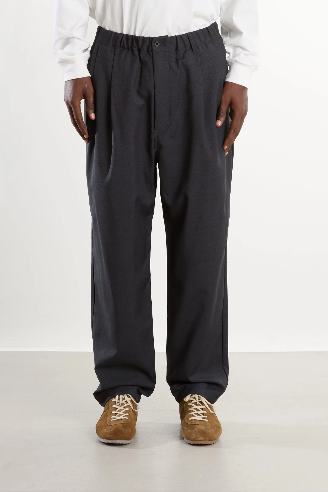 Wool Mohair Pleated Pants Men Charcoal – Still By Hand