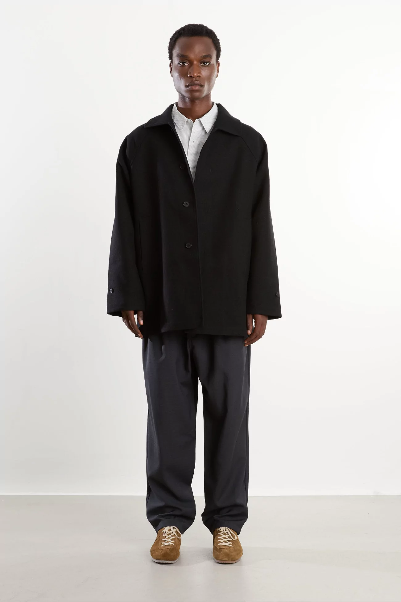 Wool Mohair Pleated Pants Men Charcoal – Still By Hand