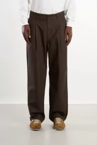 Cotton Pleated Pants Men Dark Brown – Still By Hand