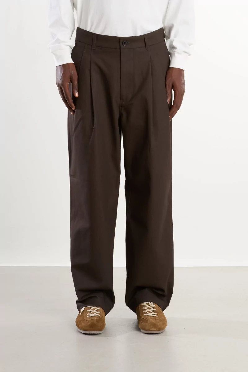 Cotton Pleated Pants Men Dark Brown – Still By Hand