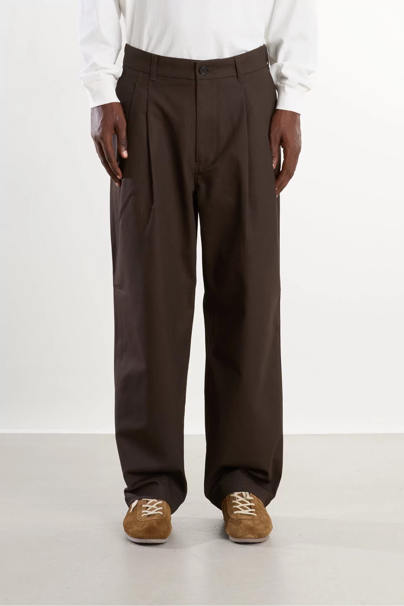 Cotton Pleated Pants Men Dark Brown – Still By Hand