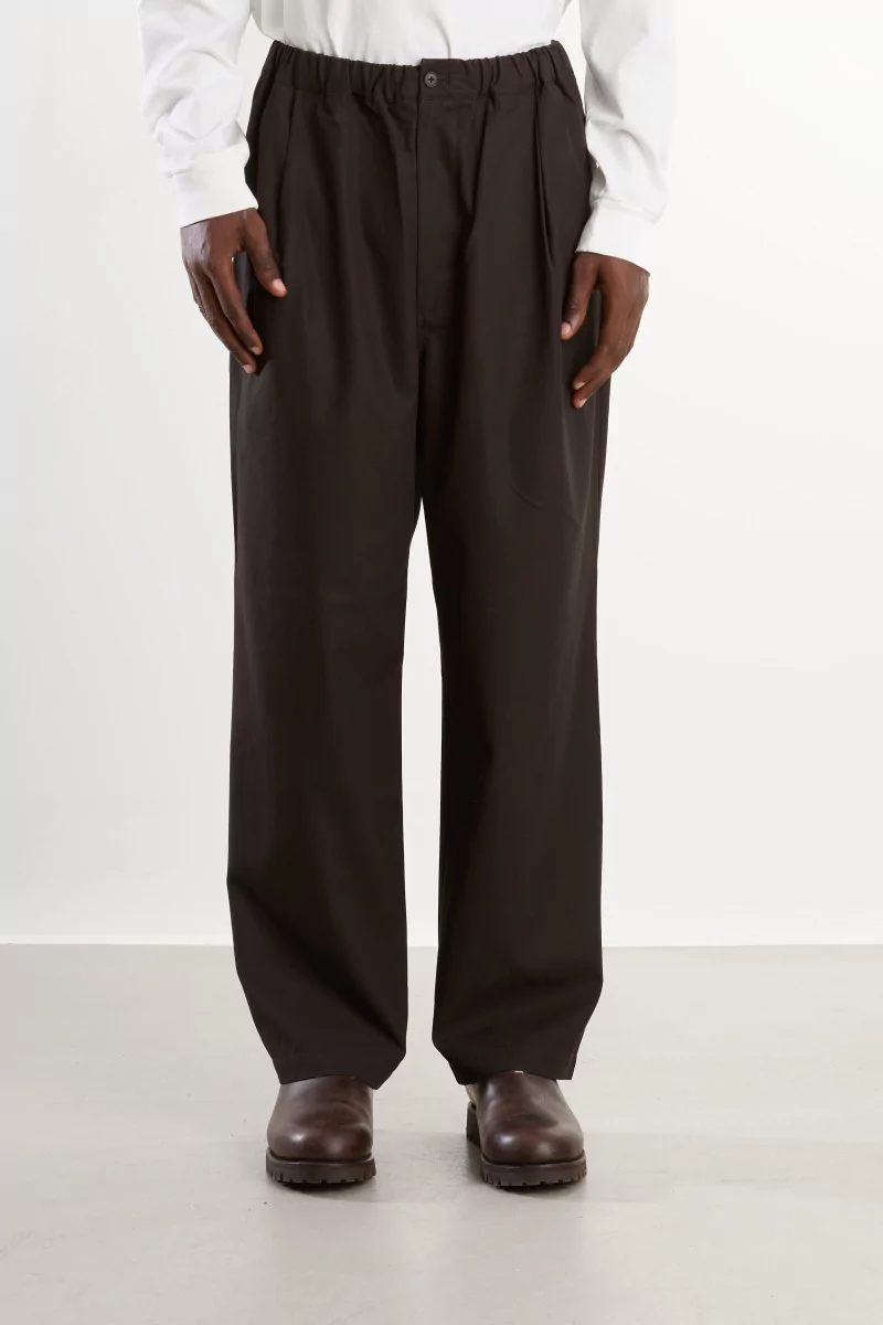 Cotton Twill Easy Pants Men Khaki Brown – Still By Hand