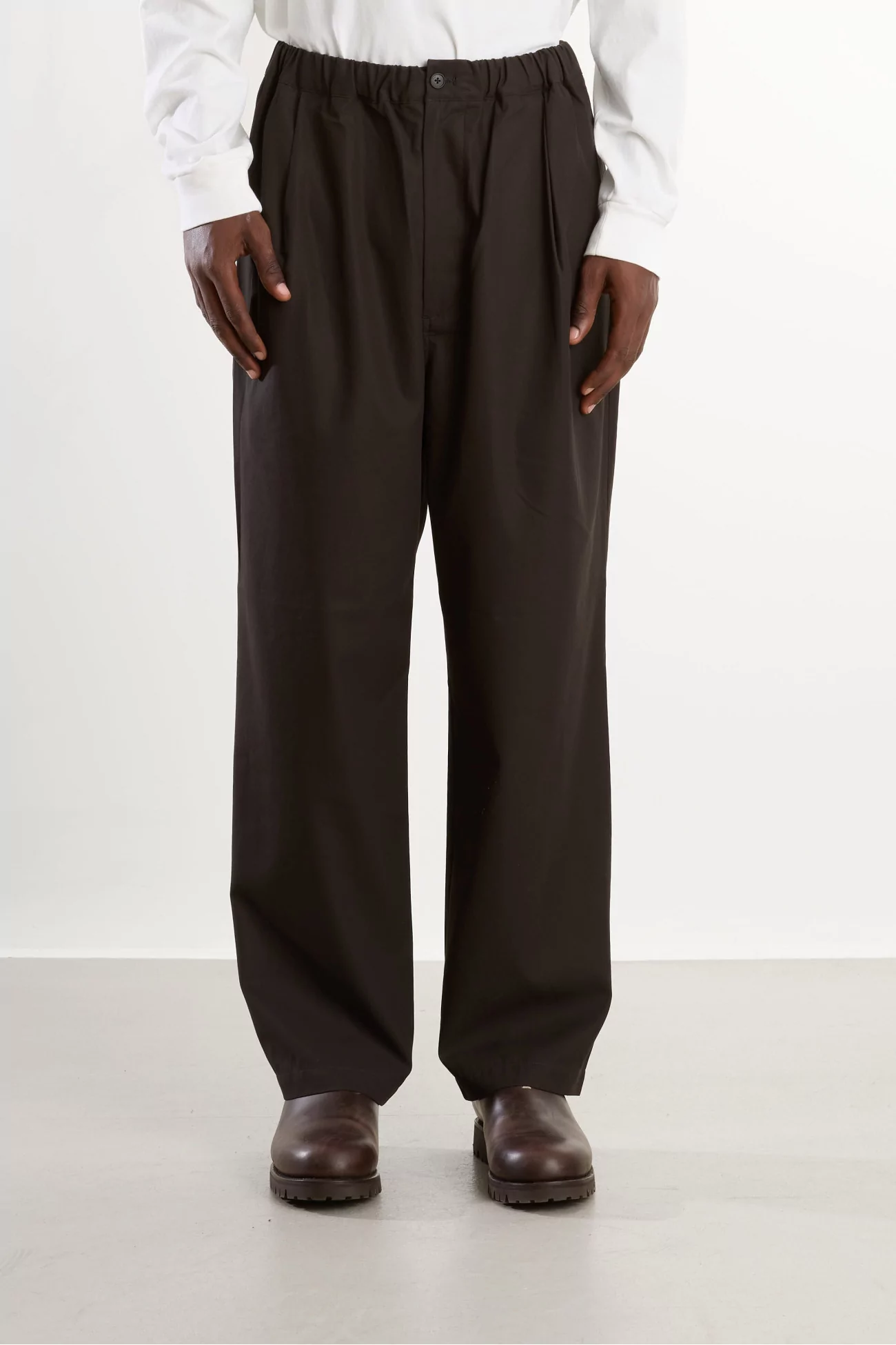 Cotton Twill Easy Pants Men Khaki Brown – Still By Hand