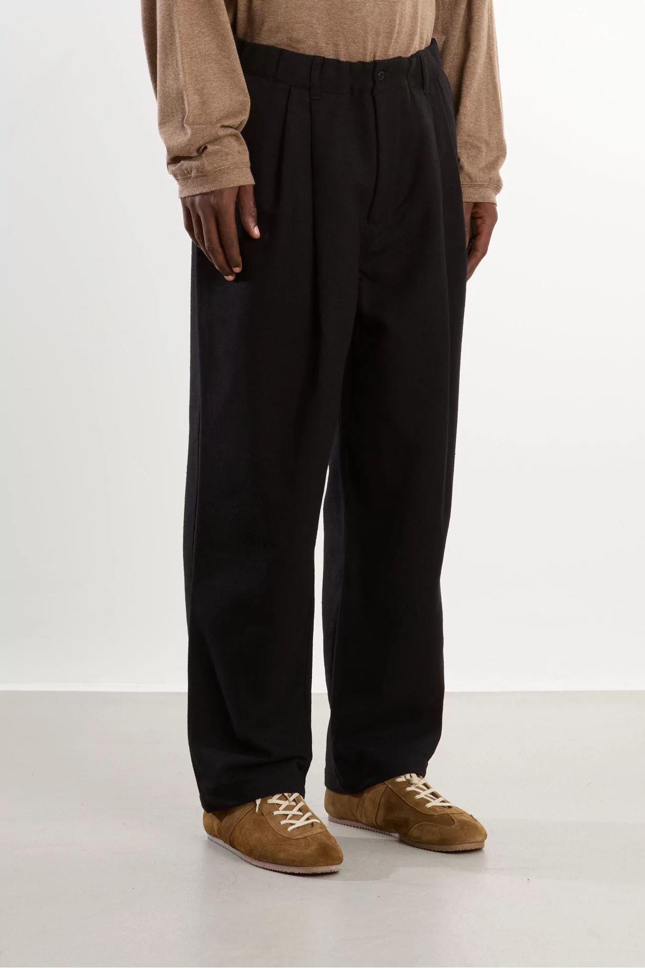 Wool Blend Pleated Pants Men Black – Still By Hand