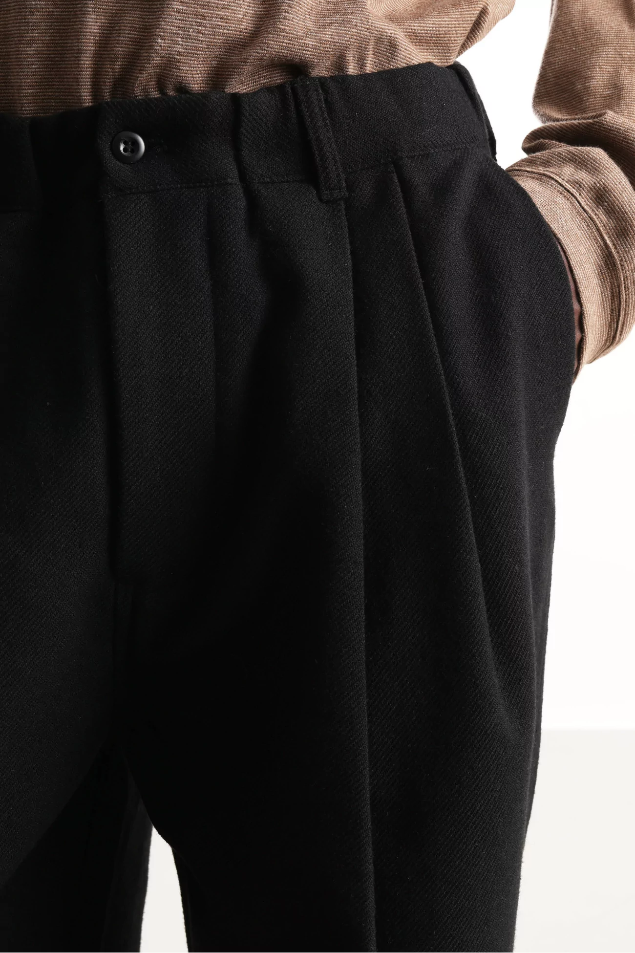 Wool Blend Pleated Pants Men Black – Still By Hand