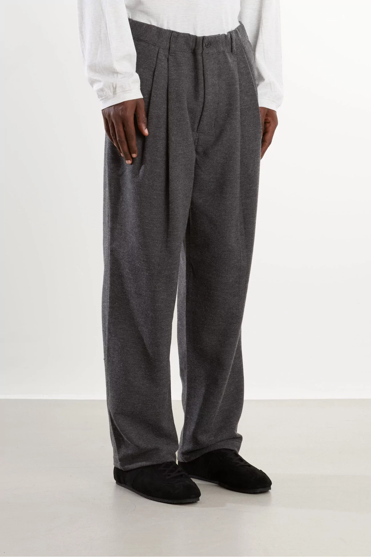Wool Blend Pleated Pants Men Grey – Still By Hand