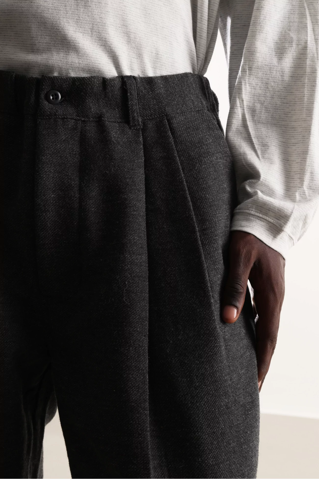 Wool Blend Pleated Pants Men Grey – Still By Hand
