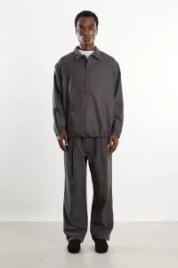 Pantalon laine mélangée à plis Homme Grey – Still By Hand
