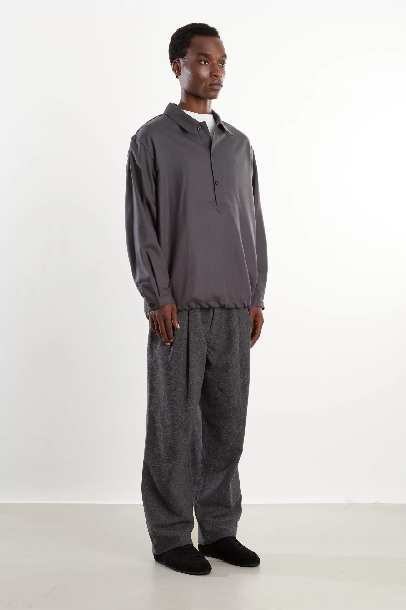 Wool Shirt Anorak Men Charcoal – Still By Hand