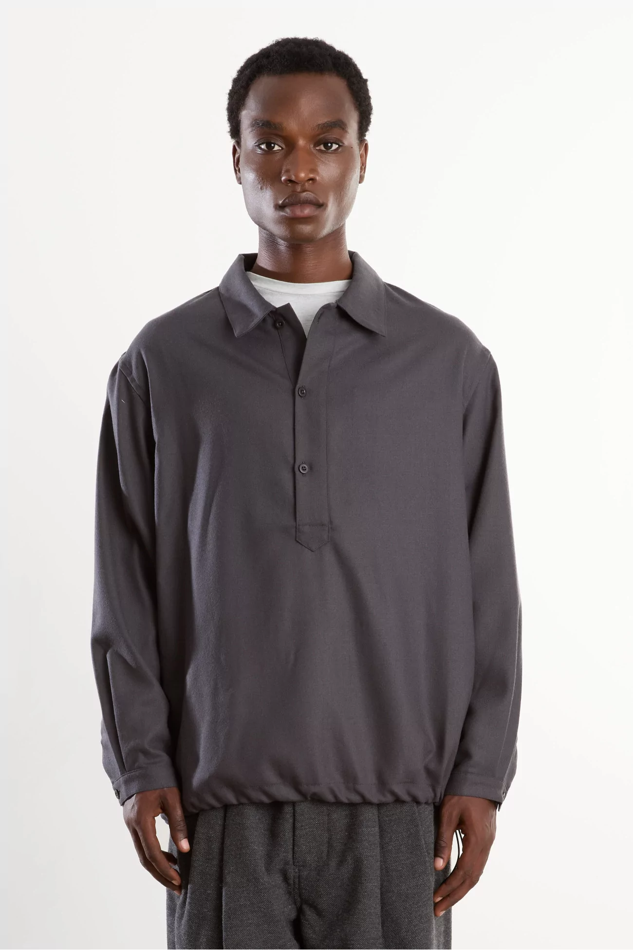 Anorak-chemise en laine Homme Charcoal – Still By Hand