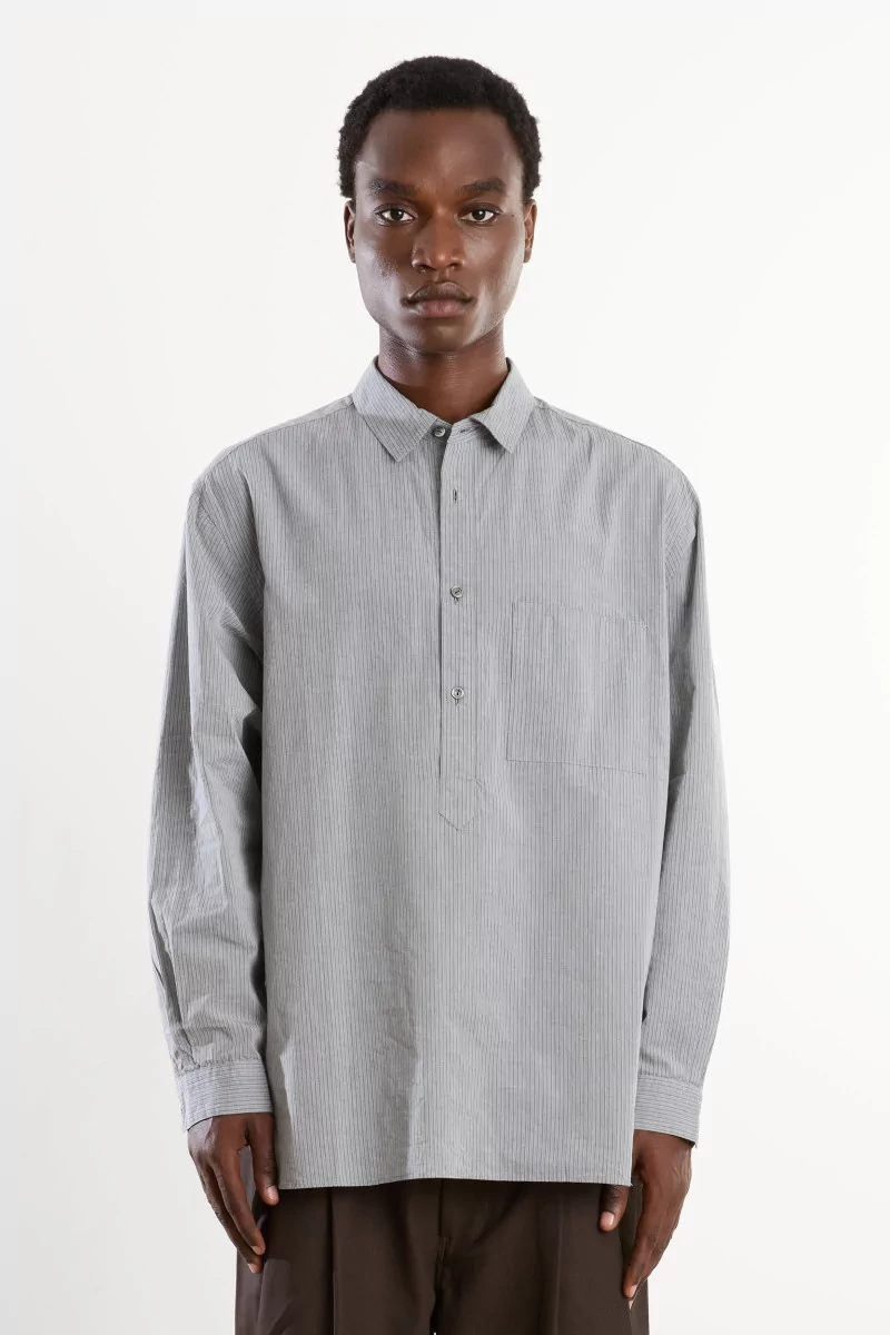 Striped Pullover Shirt Men Grey Stripe – Still By Hand
