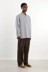 Striped Pullover Shirt Men Grey Stripe – Still By Hand