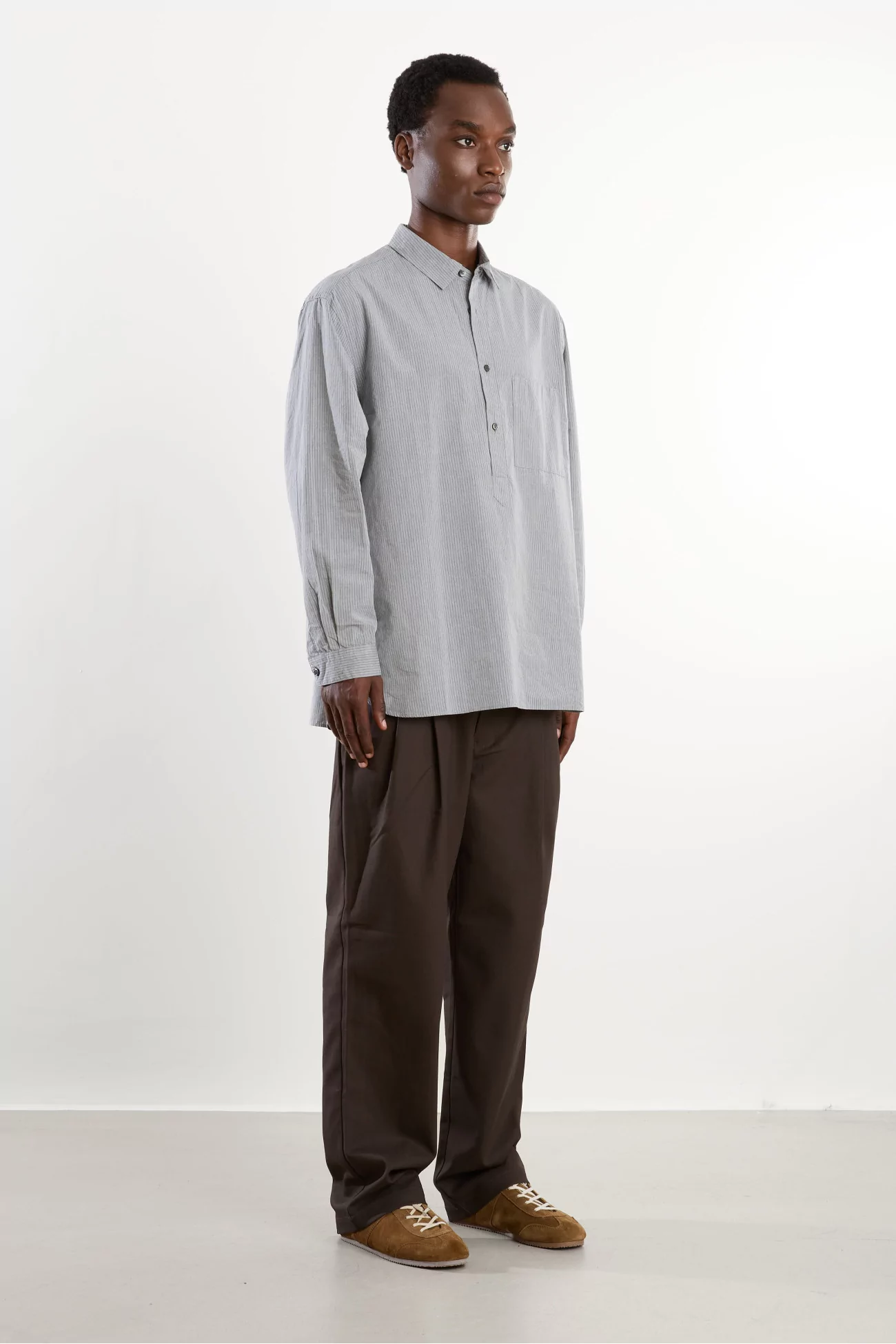 Striped Pullover Shirt Men Grey Stripe – Still By Hand