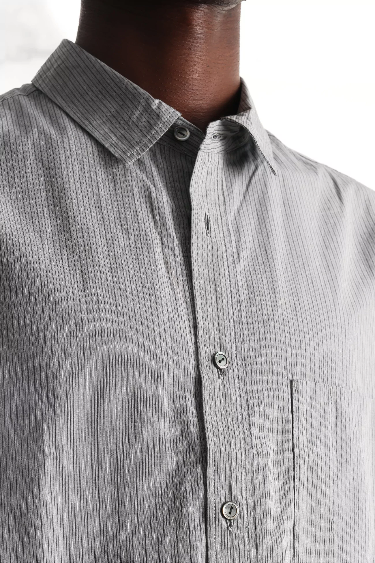 Chemise à enfiler coton rayé Homme Grey Stripe – Still By Hand