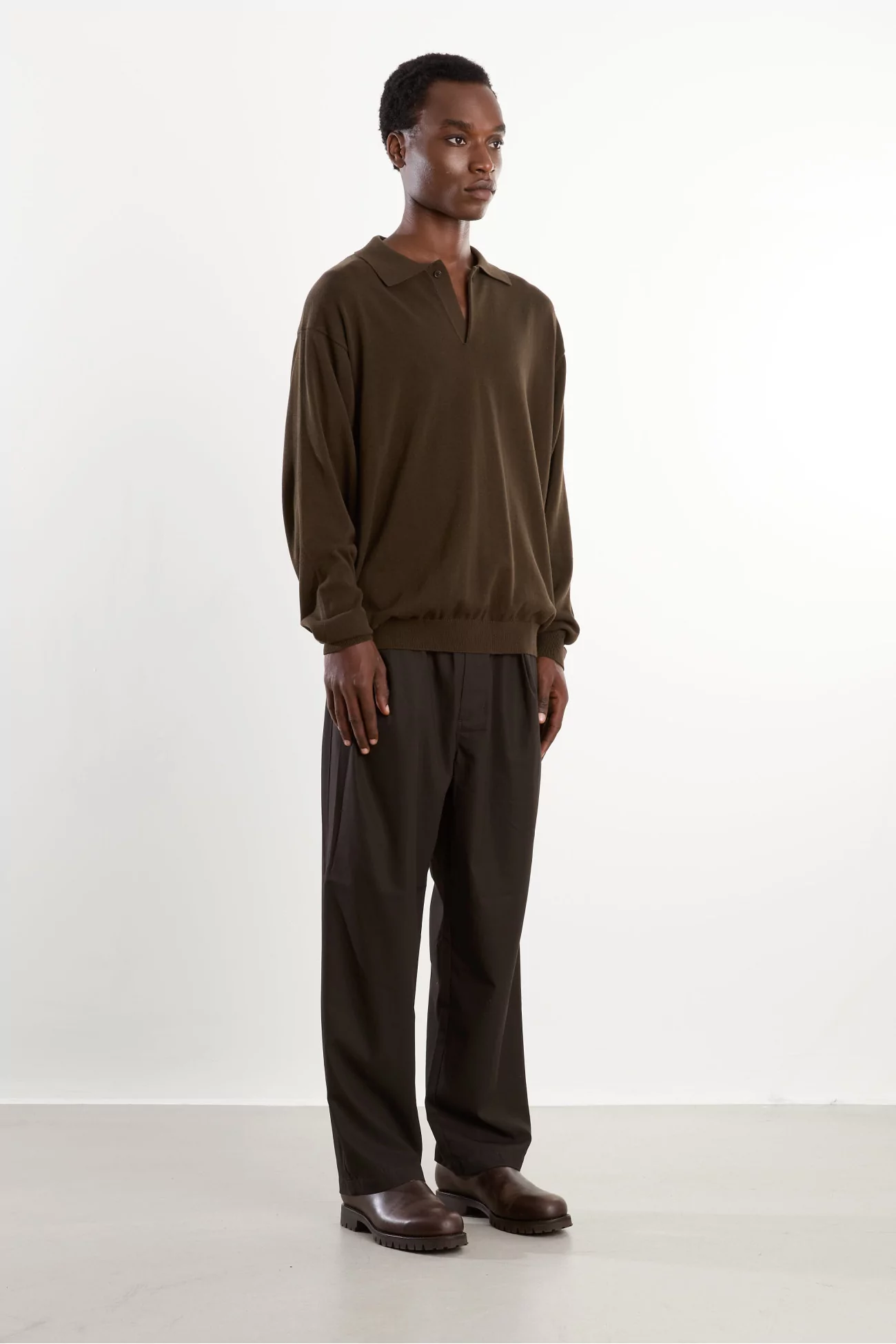 Polo maille coton soie Homme Khaki Brown – Still By Hand
