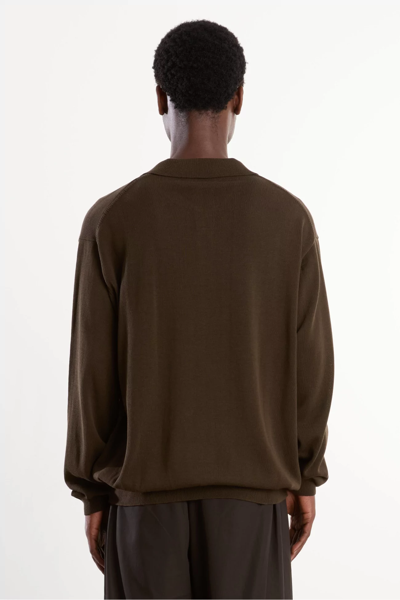 Cotton Silk Knitted Polo Men Khaki Brown – Still By Hand