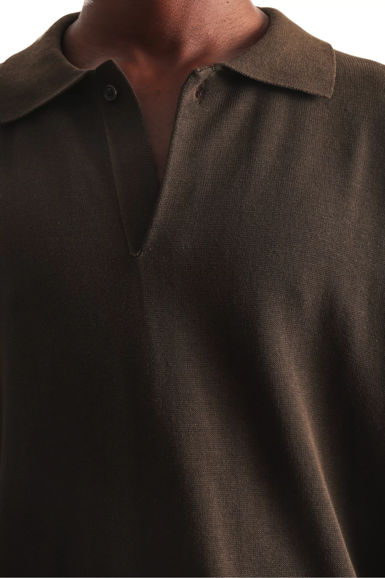 Cotton Silk Knitted Polo Men Khaki Brown – Still By Hand