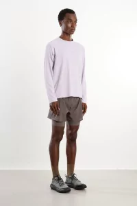 T-Shirt Satisfy AuraLite UV Long Running Homme – Misty Lilac | Centre Commercial