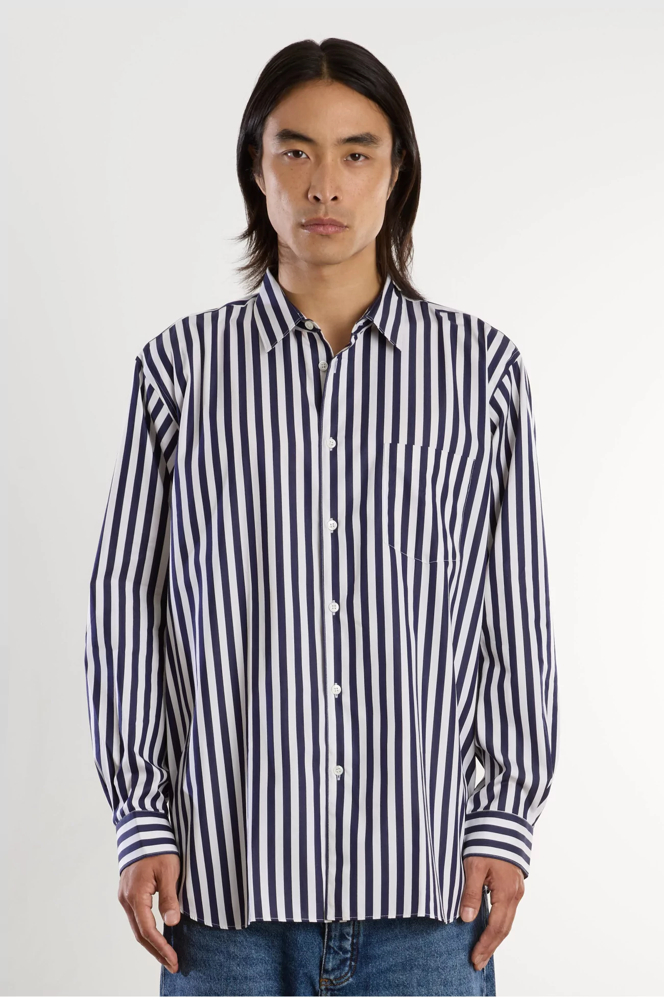 Men Cotton Striped Shirt Stripe 118 – Blue | Centre Commercial
