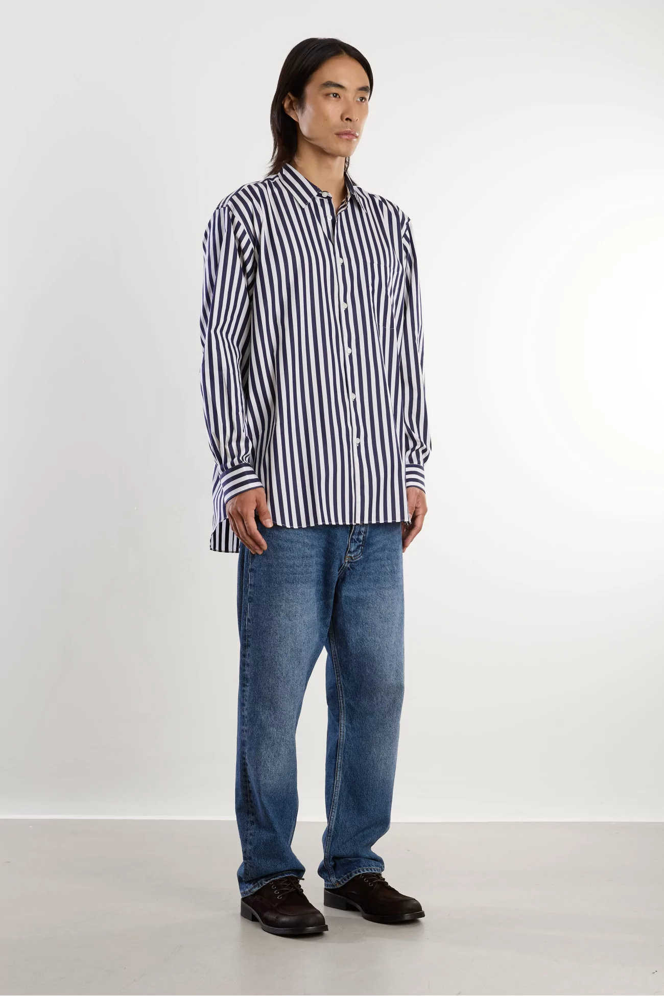 Men Cotton Striped Shirt Stripe 118 – Blue | Centre Commercial