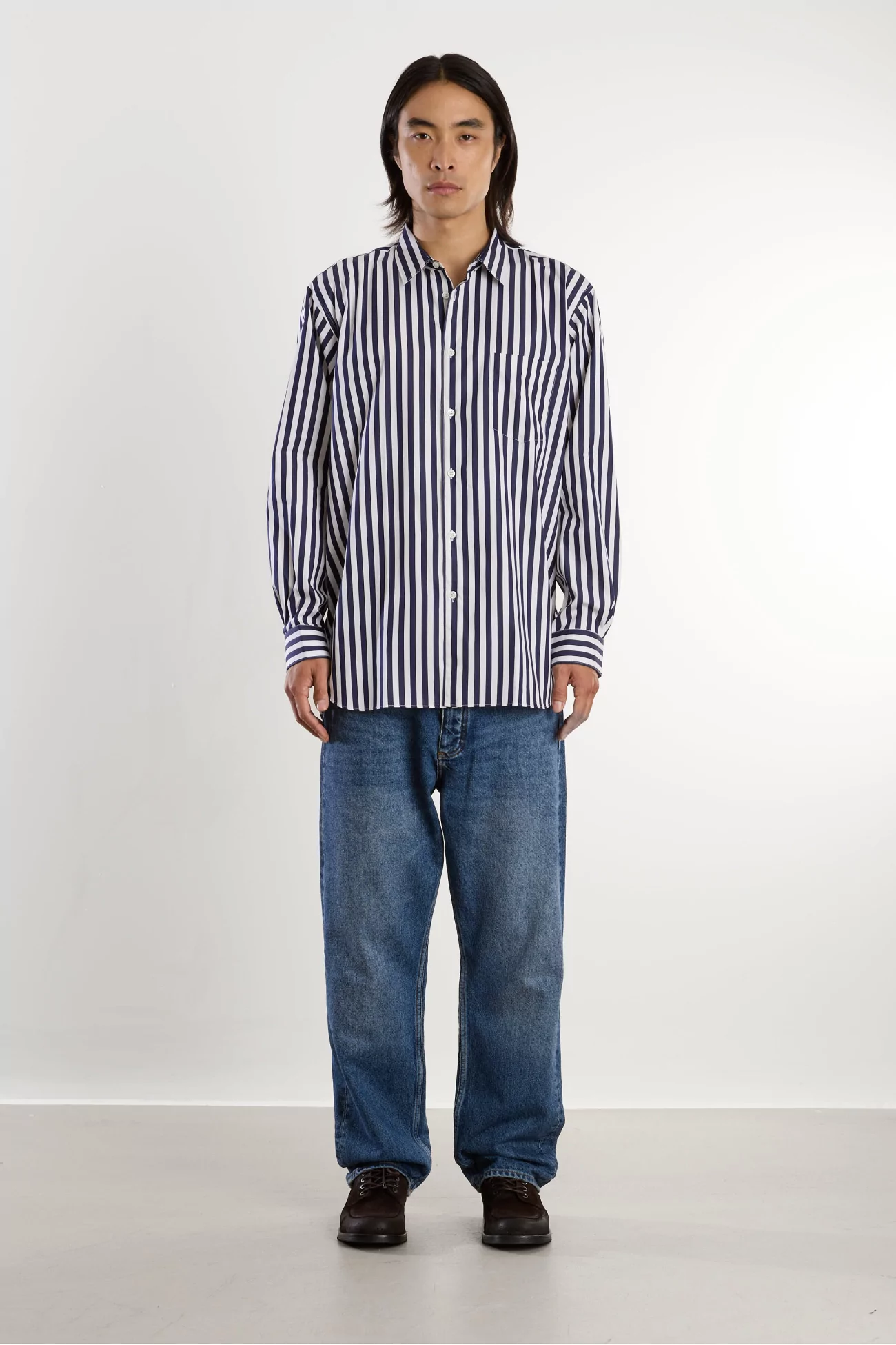 Men Cotton Striped Shirt Stripe 118 – Blue | Centre Commercial