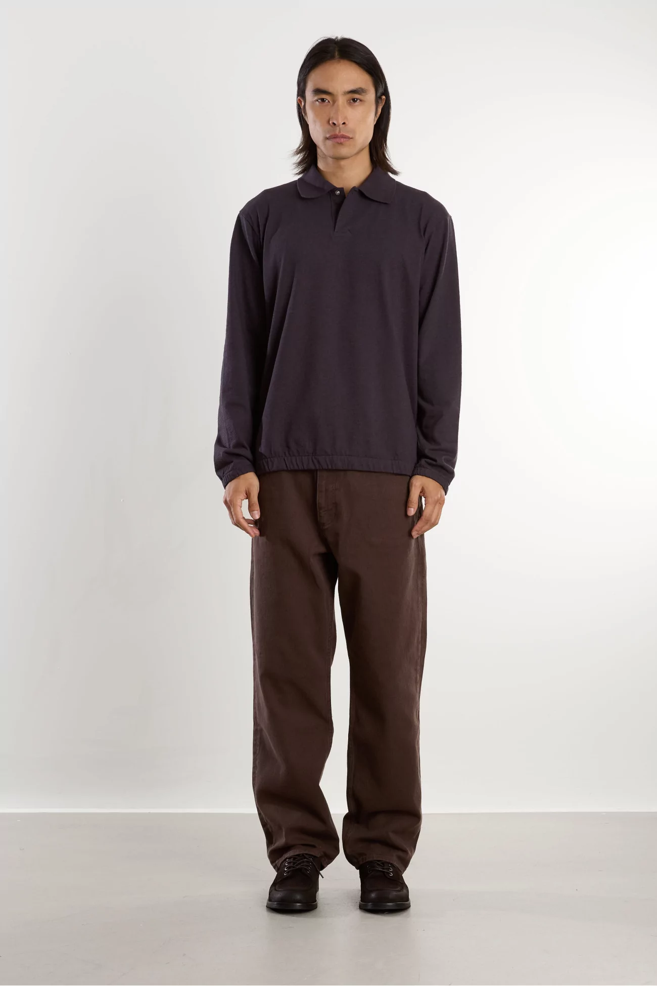 Polo Homme Coton Texturé Sylane – Darkest Purple | Centre Commercial