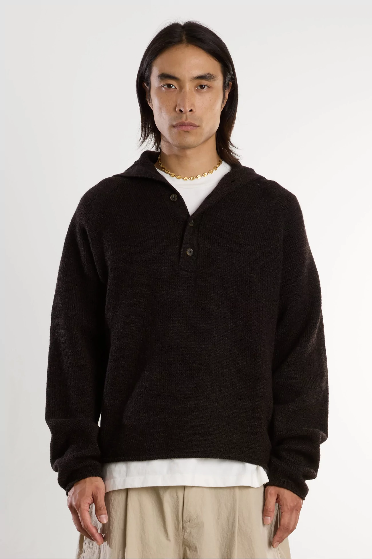 Pull Homme Laine d'Agneau Runaway Neck – Dark Brown | Centre Commercial