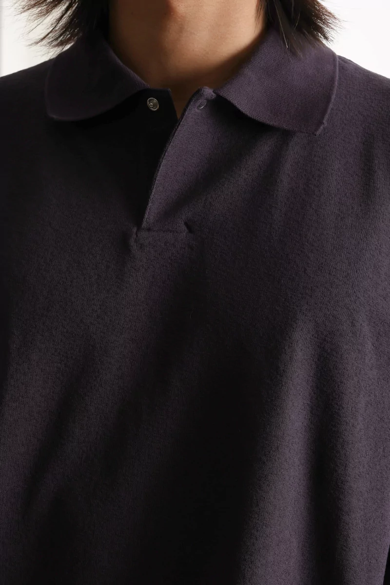 Polo Homme Coton Texturé Sylane – Darkest Purple | Centre Commercial