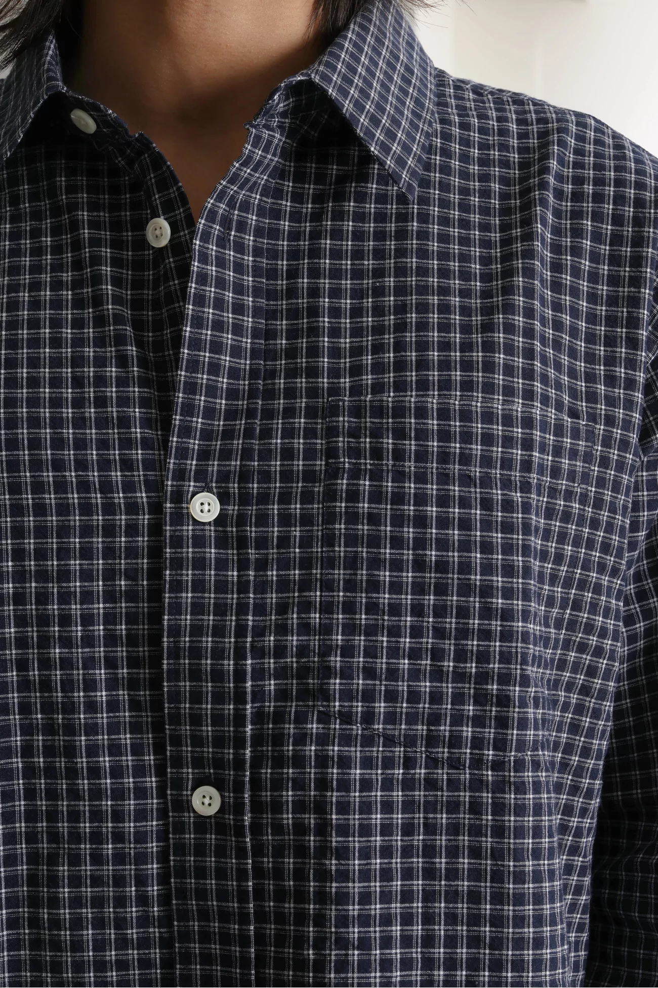 Check Espevik Shirt – Dark Navy | Centre Commercial