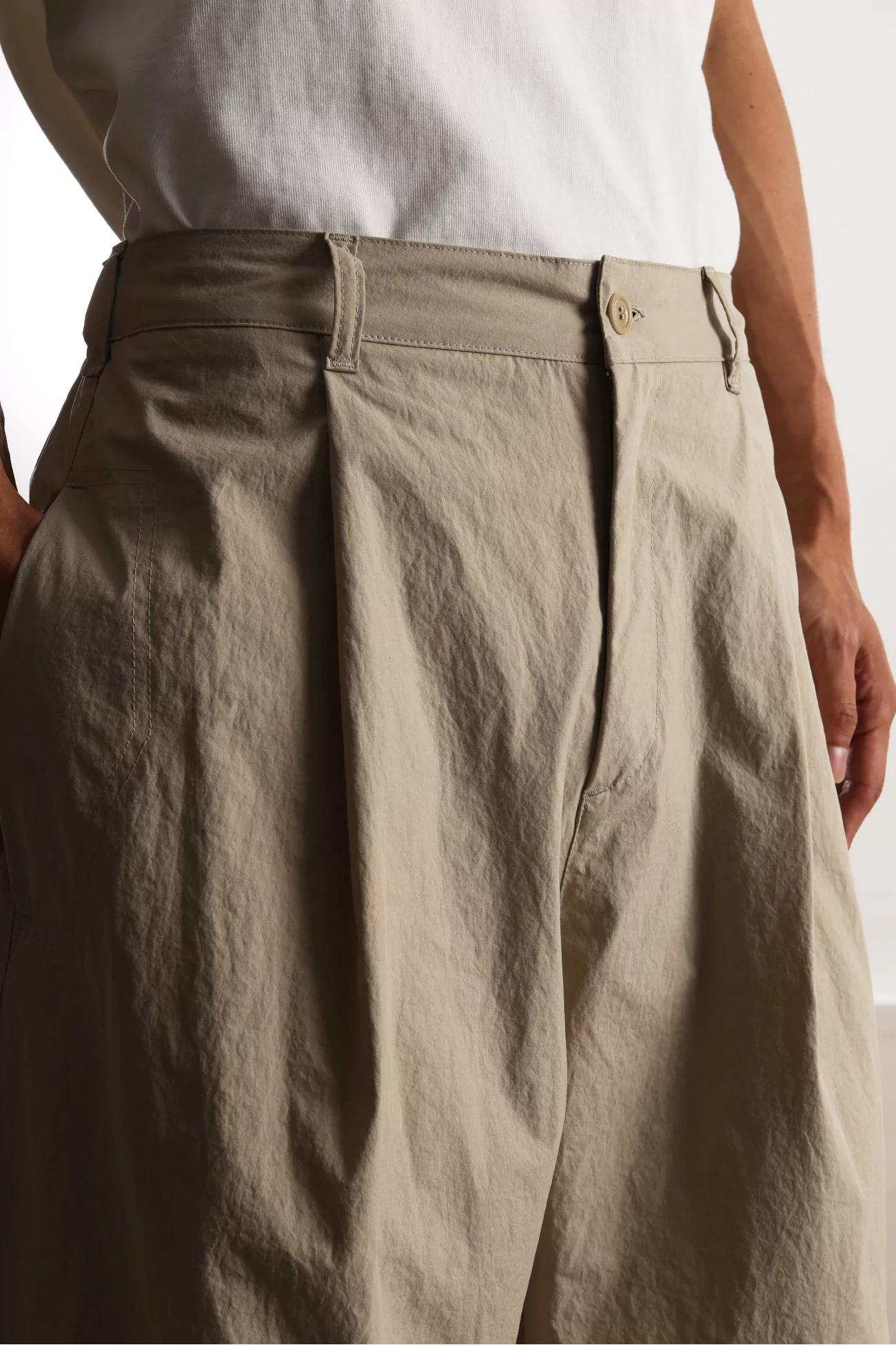 Nylon Drop Out Trouser – Stone | Centre Commercial