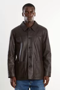Men's Lambskin Leather Work Jacket – Black | Centre Commercial