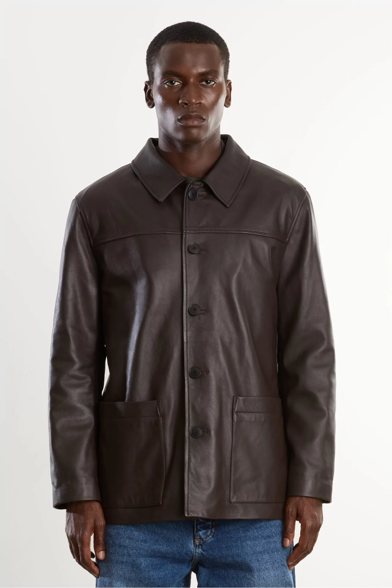 Men's Lambskin Leather Work Jacket – Black | Centre Commercial