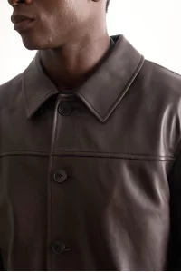 Men's Lambskin Leather Work Jacket – Black | Centre Commercial