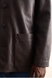 Men's Lambskin Leather Work Jacket – Black | Centre Commercial