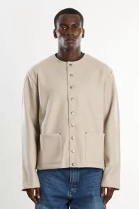 Cardigan Homme Molleton de Coton Khelian – Sable | Centre Commercial