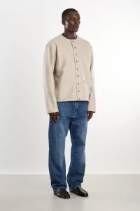 Cardigan Homme Molleton de Coton Khelian – Sable | Centre Commercial