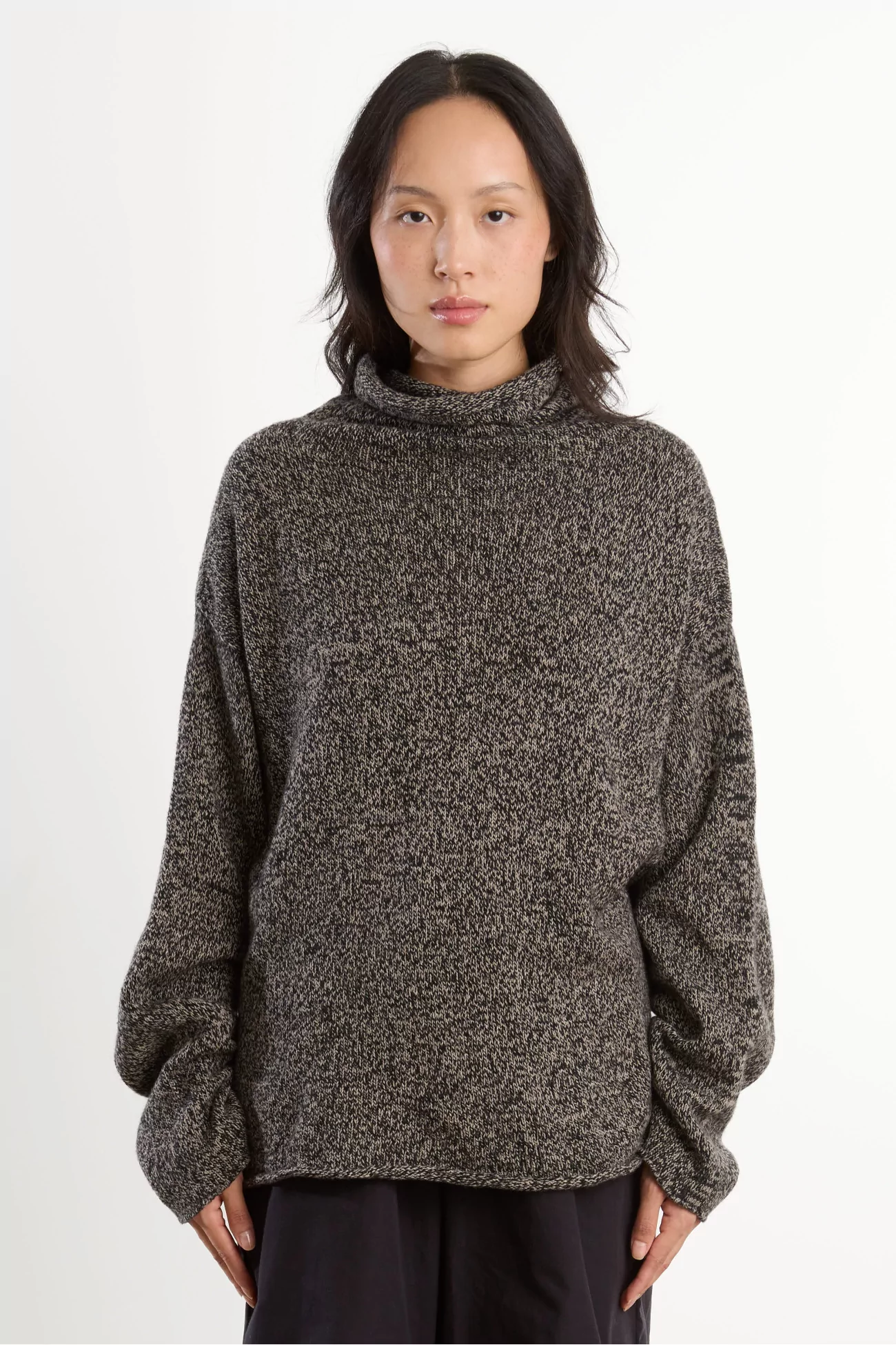 Recycled Cashmere Kem Turtleneck – Black Camel Melange | Centre Commercial