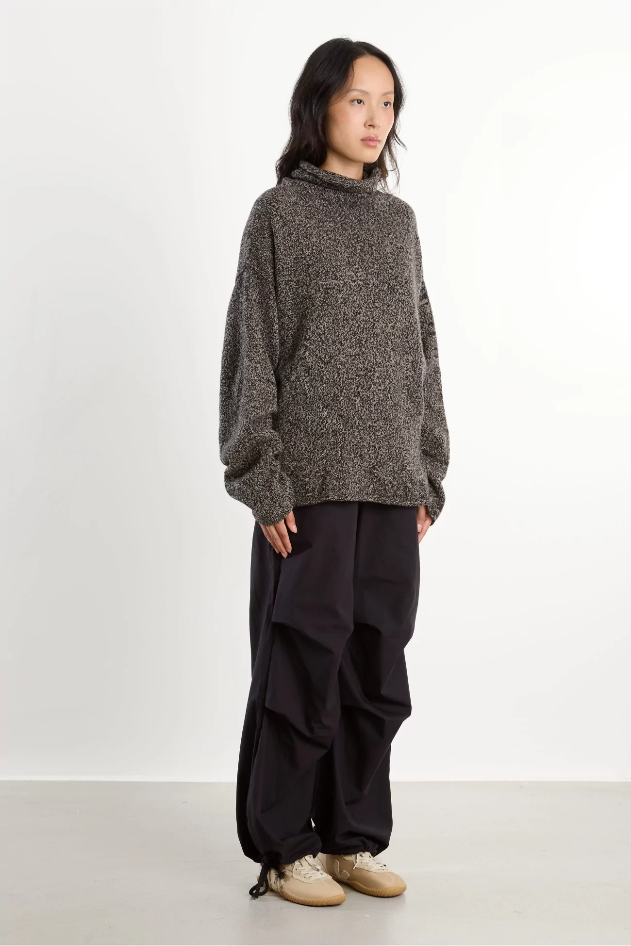 Recycled Cashmere Kem Turtleneck – Black Camel Melange | Centre Commercial
