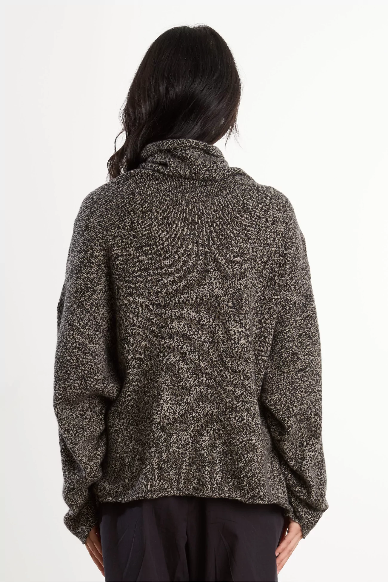 Col Roulé Femme Cachemire Recyclé Kem – Black Camel Melange | Centre Commercial