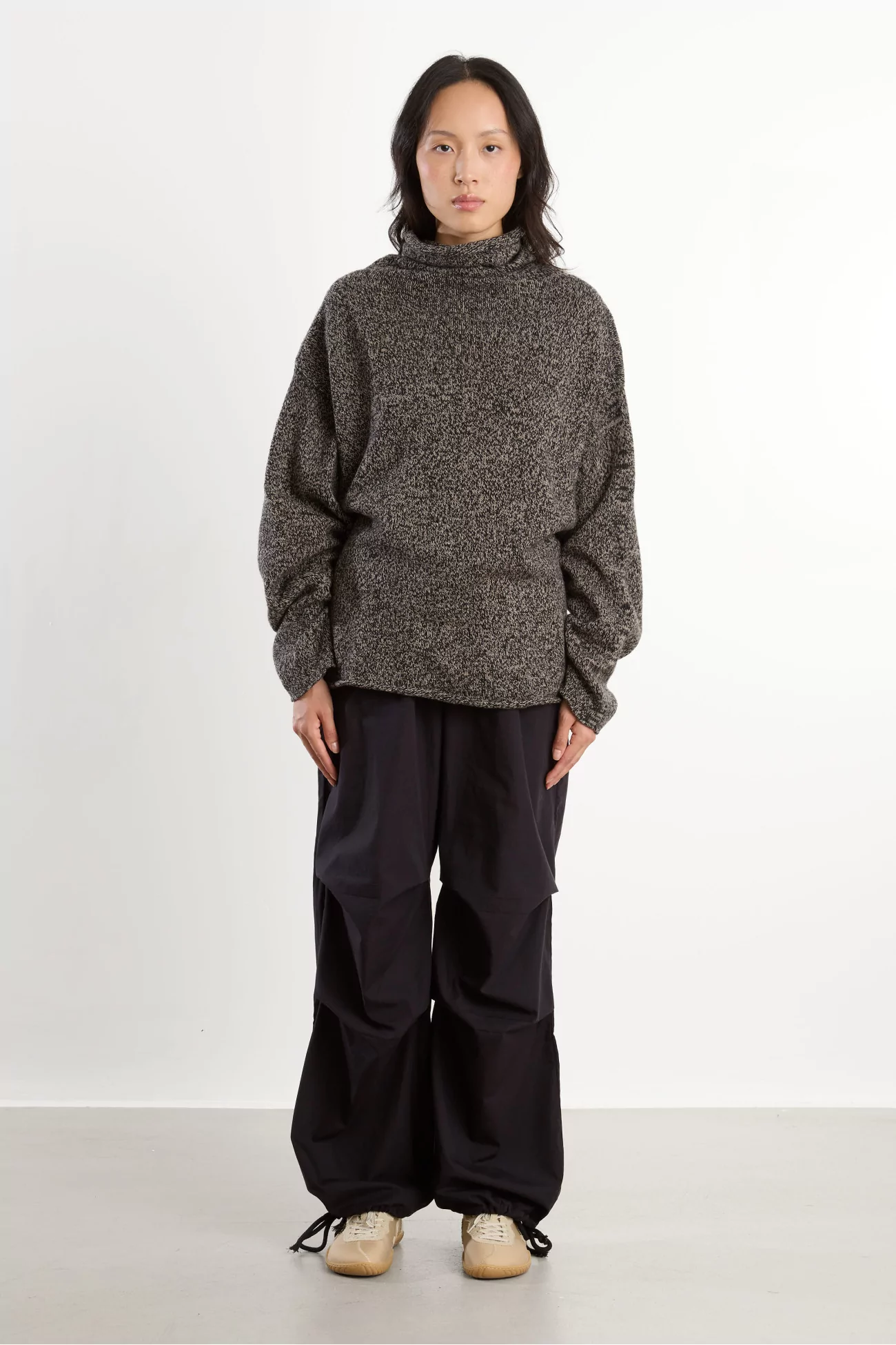Recycled Cashmere Kem Turtleneck – Black Camel Melange | Centre Commercial
