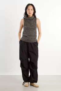Recycled Cashmere Kem Turtleneck Vest – Black Camel Melange | Centre Commercial